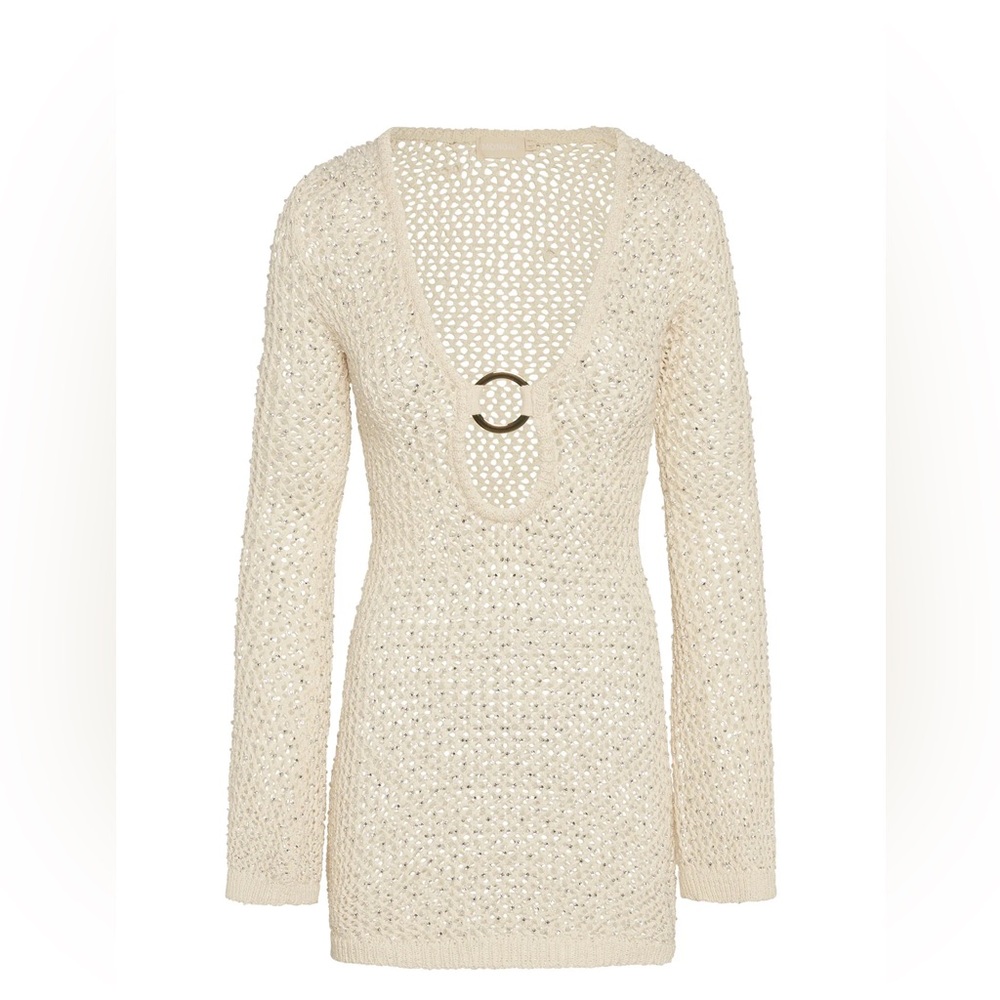 Monday Swimwear Montego Cream Crochet Long-Sleeve Swim Coverup